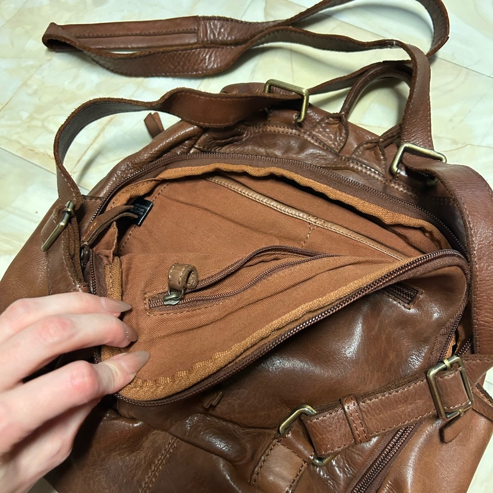 Source Unknown Brown Leather Backpack - image 3